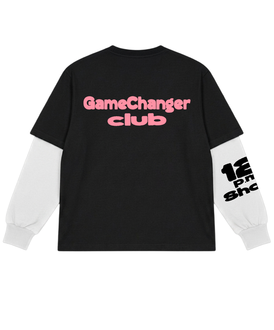 '12 P.M Show' Attached Sleeves Oversized Tee