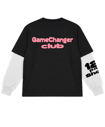 '12 P.M Show' Attached Sleeves Oversized Tee
