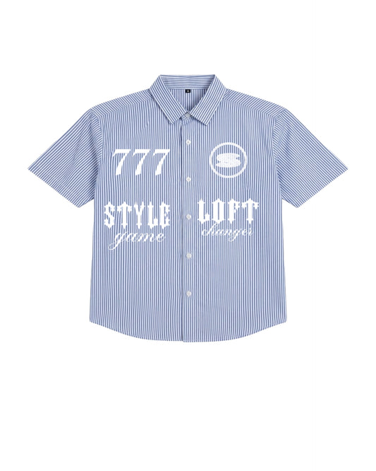 '777' Blue Boxy Shirt
