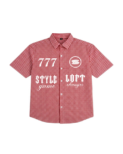 '777' Red Boxy Shirt
