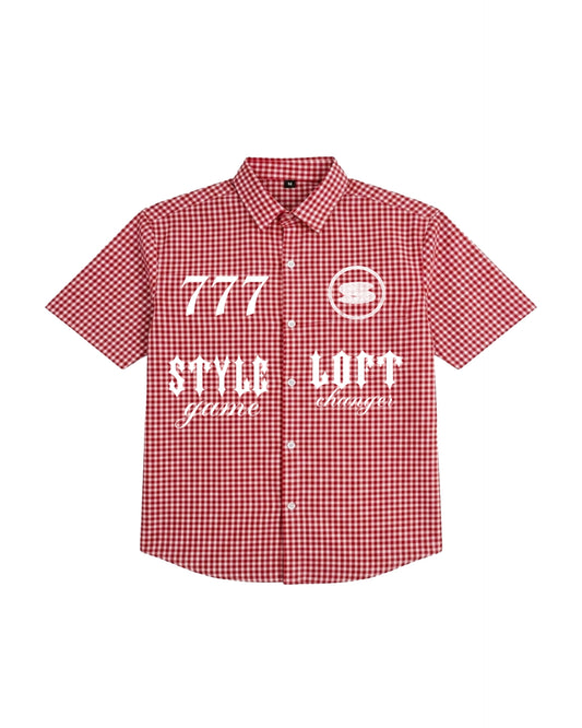 '777' Red Boxy Shirt
