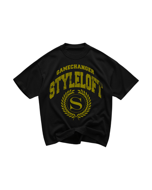 Black "University" Oversized Tee