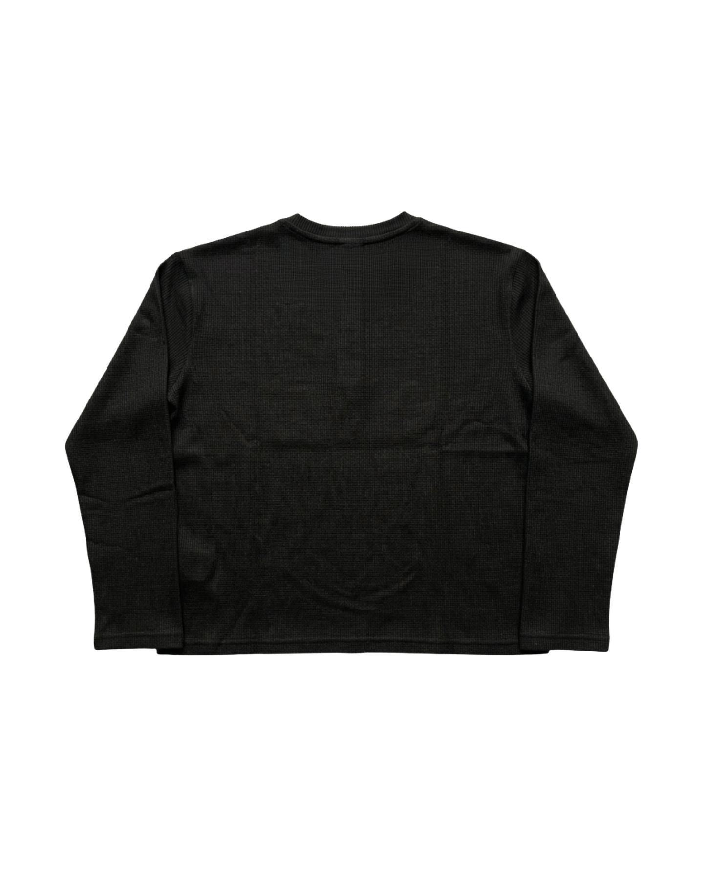 Black "Henley" Waffle Tee