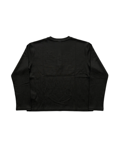 Black "Henley" Waffle Tee