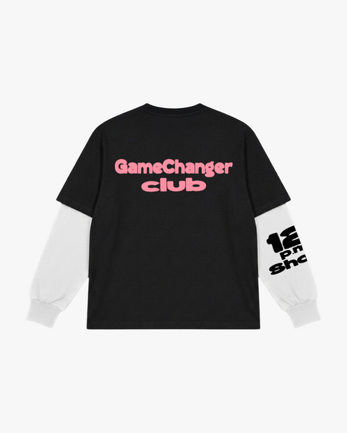'12 P.M Show' Attached Sleeves Oversized Tee