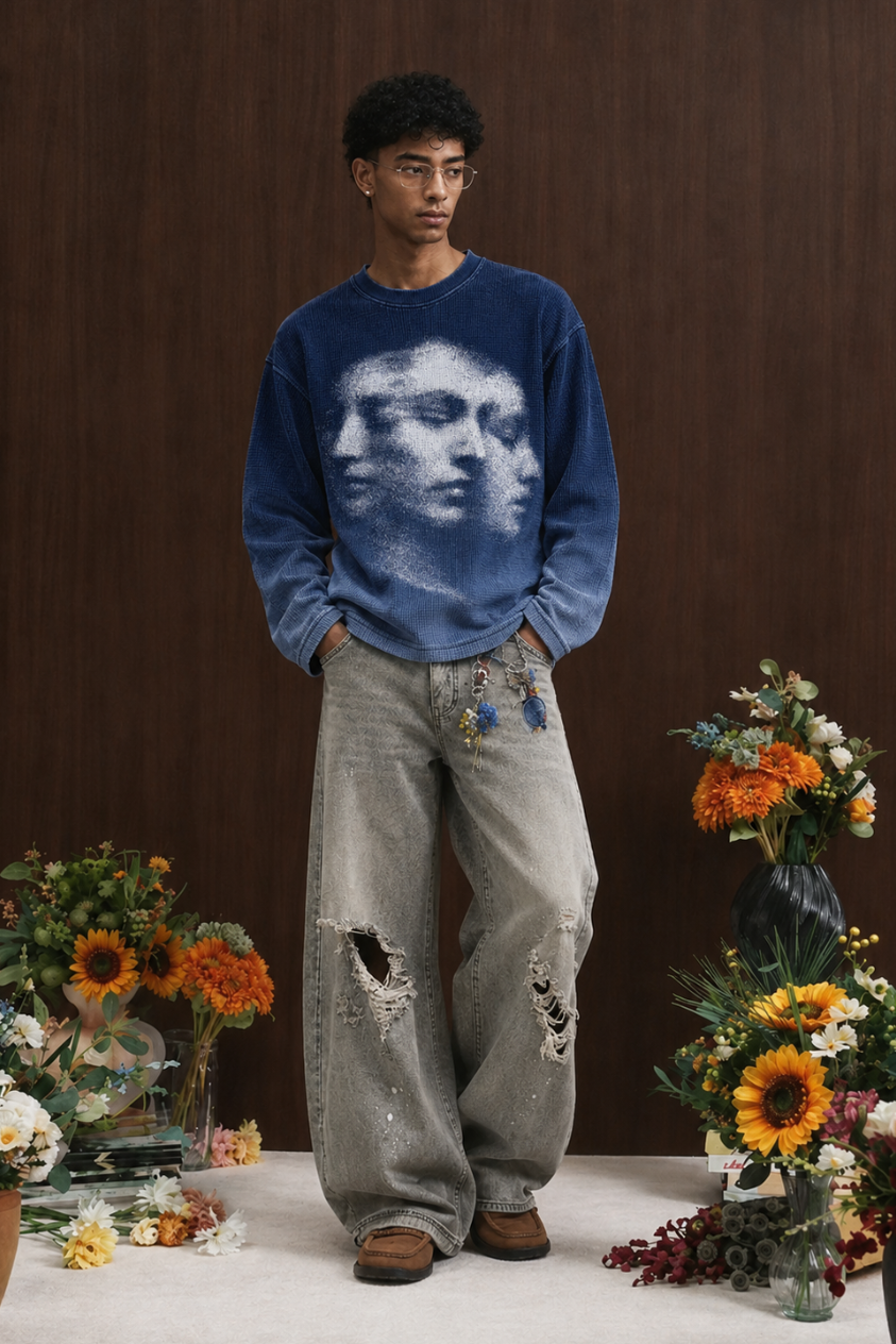 Blue Ombre Waffle Tee