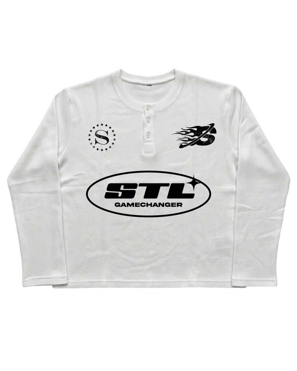 Style Loft White Henley Waffle Tee