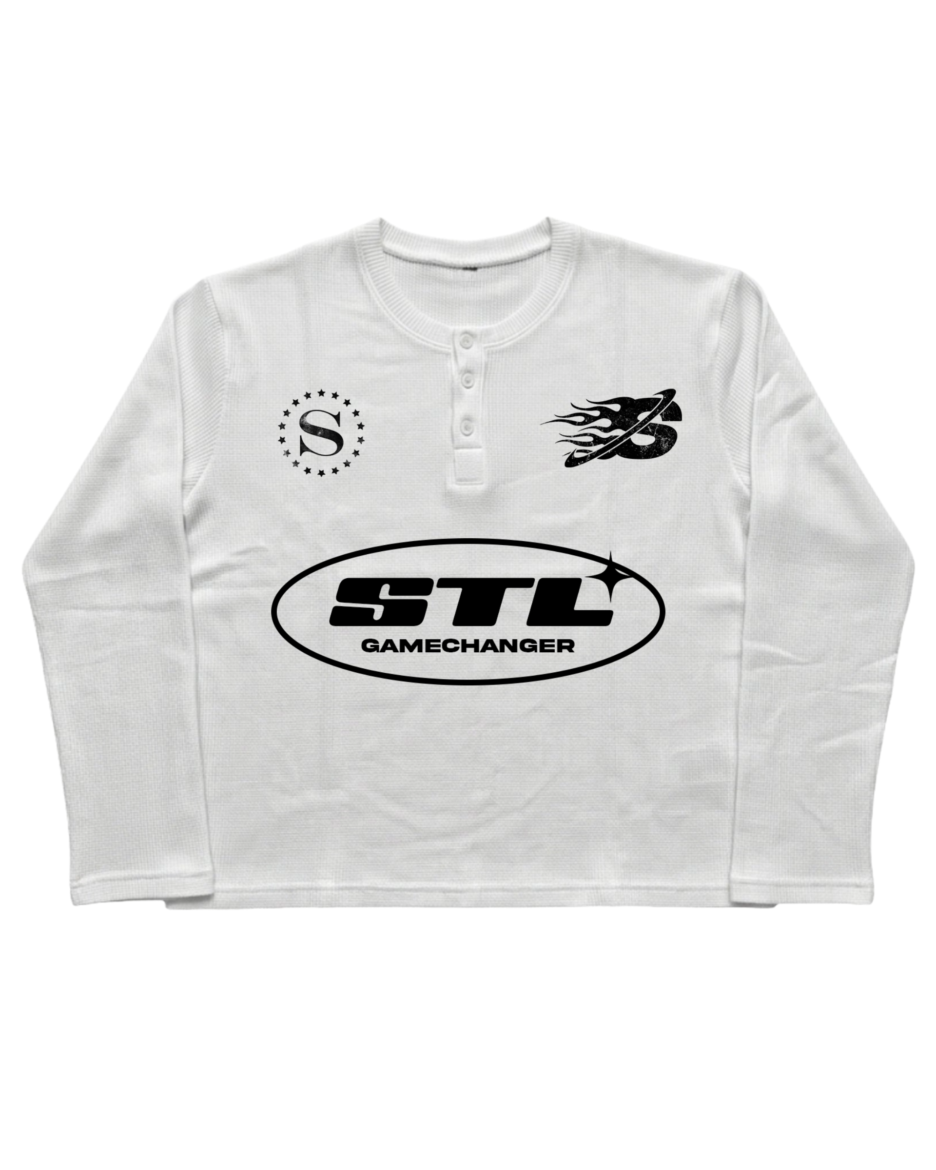 Style Loft White Henley Waffle Tee